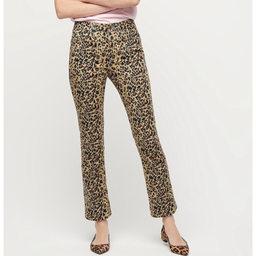 J. Crew Leopard Print Kickout Crop Pants Size 29